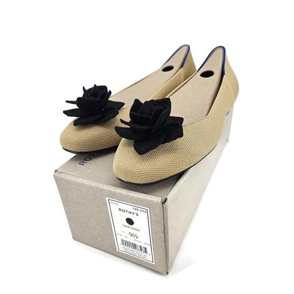 New Rothys The Petal Square Womens 9.5 Sand Soiree Flats - Picture 2 of 10